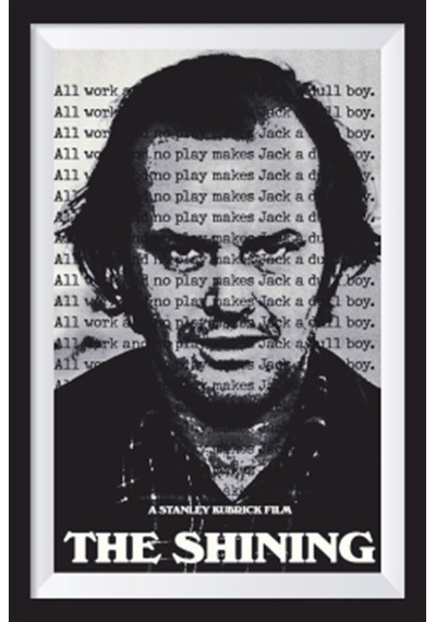 the shining kubrick sinema afişi çerçeve görünümlü retro ahşap po
