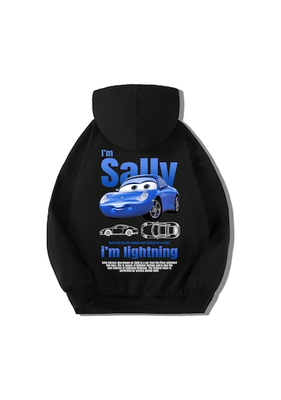 Brz Kids Unisex Çocuk Sally Arabalar Hoodie Siyah