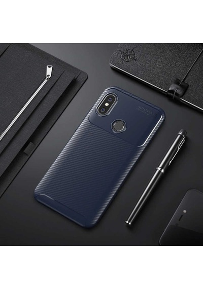 Xiaomi Redmi Note 6 Pro Kılıf Kamera Çıkıntılı Karbon Fiber Dokulu Renk Atmaz Kapak Negro