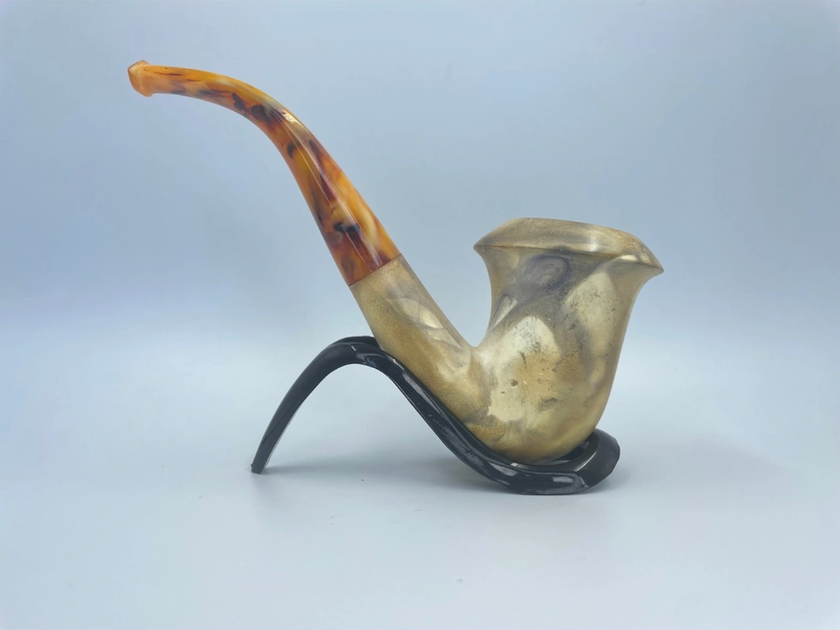 Amber Serenity Lületaşı Pipo El Yapımı, Kehribar Ağızlık, Koleksiyonluk, Doğal Taş, Filtreli