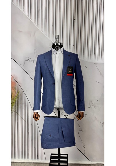 Dupont Classics Dupont Erkek Slim Fit 6 Drop Sivri Yaka Torba Cep Çift Yırtmaç Takım Elbise Açık Lacivert Dupont Classics Dupont Erkek Slim Fit 6 Drop Sivri Yaka Torba Cep Çift Yırtmaç Takım Elbise Açık Lacivert