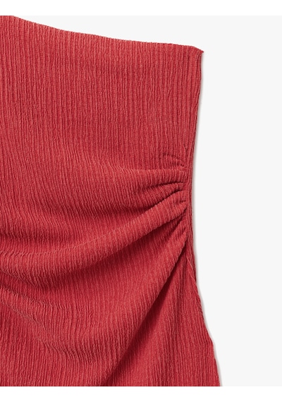 Koton Drape Detaylı Slim Fit Midi Boy Tek Omuz Elbise Kırmızı 5sak80180ek Kırmızı
