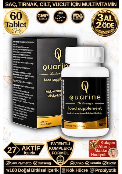 Dr.sammy's Quarine Saç,tırnak,cilt,vücut Vitamini Bitkisel Tablet 60 Tablet