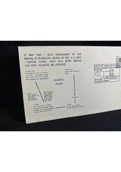 Raf İngiltere Kraliyet Deniz Hava Kuvvetleri Temalı İlk Gün Zarfı 1969 Fdc 50th Anniversary Of The Arrival At Plymouth Devon  Teşhir Ürün