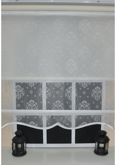 Çift Mekanizmalı Kirli Beyaz Damask Tül Perde Ve Ekru Stor Perde Stb45252-v01 Ekru