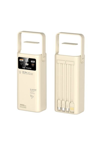 30.000 Mah Outdoor Led Işıklı Hızlı Şarj Powerbank Usb-c & Çoklu Cihaz Desteği Beyaz