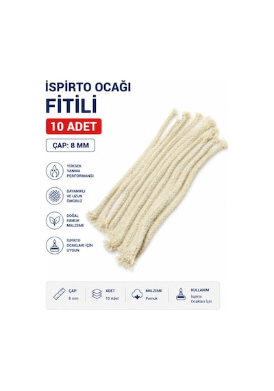İspirto Ocağı Fitili 10 Adet Çap: 8 Mm
