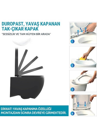 Aqua Bagno Voca Asma Klozet 54 Cm. , Mat Siyah -set 2 Parça -dp Kapak Dahil Siyah