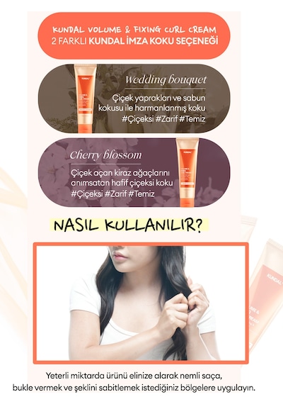 Bukle Belirginleştirici Durulanmayan Saç Kremi Kundal Volume & Fixing Curl Cream Cherry Blossom