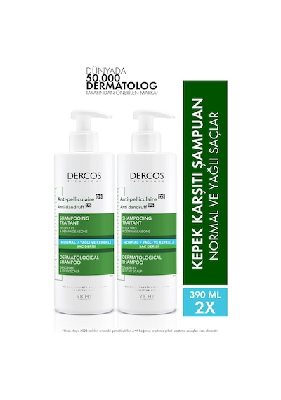 Vichy Dercos Dandruff Karşıtı Şampuan Normal & Yağlı Saçlar 2 x 390 ML