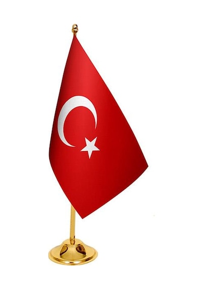 Masa Üstü Türkiye Cumhuriyeti Bayrağı Pirinç Direk Masa Bayrak