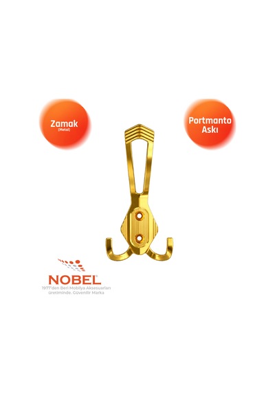 Has Portmanto Askısı, Metal Vestiyer Askısı, 50 Gr, Dolap Ve Duvar Askılığı, Altin Vidalı Altın