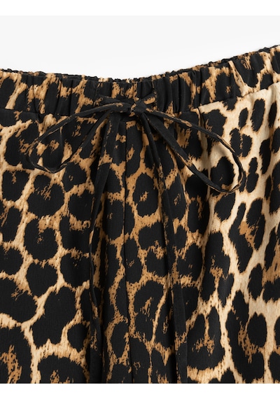Koton Rahat Kesim Leopar Desenli Geniş Paça Pantolon Bej Desenli 5sak40151uw Ekru Desenli Ekru