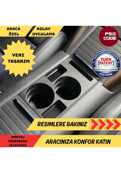 Citroen Berlingo-peugeot Rifter-proace City-fiat Doblo-opel Combo Uyumlu Orta Konsol Bardaklık 001