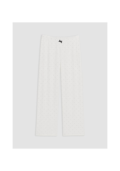 Lcw Dream Ekru Kayık Yaka Puantiyeli Kadın Pijama Takım