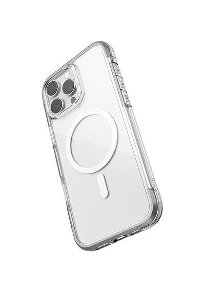 Apple Uyumlu iPhone 16 Pro Max Kılıf Magsafeli Raptic Air Serisi Airbagli Metal Köşelikli Şeffaf Kapak Gümüş