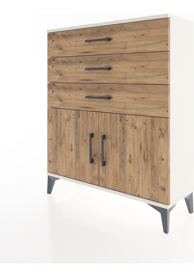 Arges Şifonyer Tek Raflı 3 Çekmeceli 2 Kapaklı 88x30x106 Aytaşı-çam Aytası