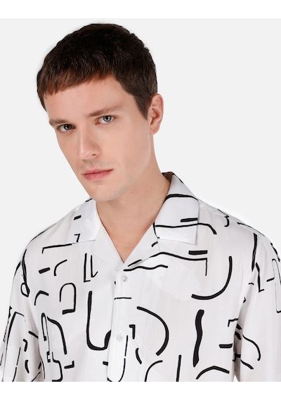 Colin's Colins Normal Kesim Shirt Yaka Baskılı Bej Erkek Kısa Kol Gömlek Cl1068114 Cl1068114 Q1.v1 Beı Bej