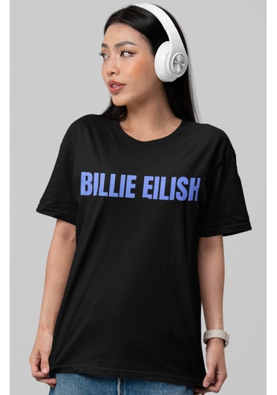 Sevbano Billie Eilish Şarkıcı Sırt Baskılı Unisex Oversize Tişört Siyah