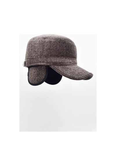 Külah Erkek Kulaklı Kışlık Şapka Kastro Kep Yünlü Outdoor Kasket - Kahve Kahverengi