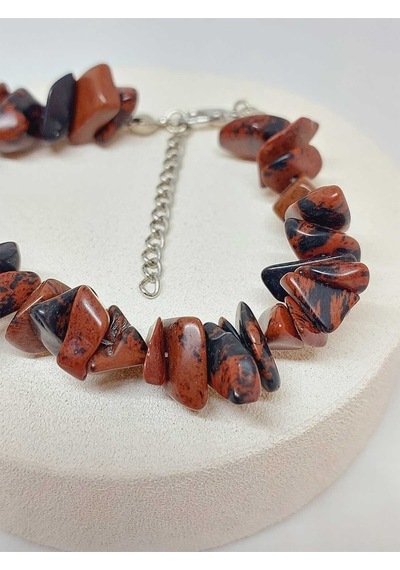 Kahverengi Obsidyen Taşı İri Taşlar Bileklik 52264 Çok Renkli