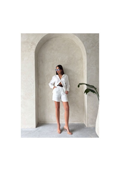 Verymoda Kemerli Şort D2686 Krem