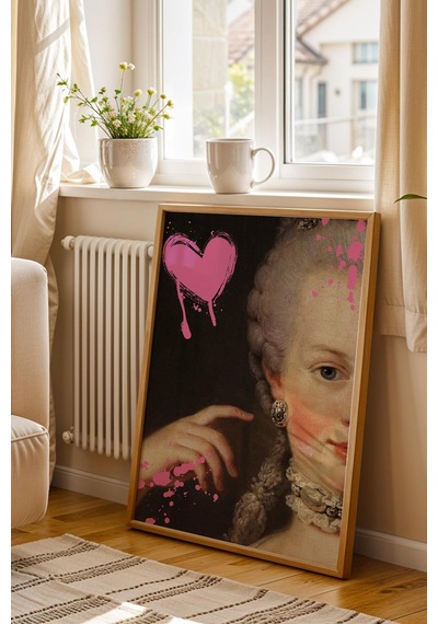 Marie Antoinette Çerçeveli Tablo Modern Dokunuşlu Klasik Sanat Kadınlara Özel Hediye Altered Art