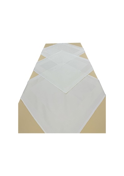 Krem 3 Adet 80cmx80cm,sarı 140cmx240cm Masa Örtüsü 4lü Set
