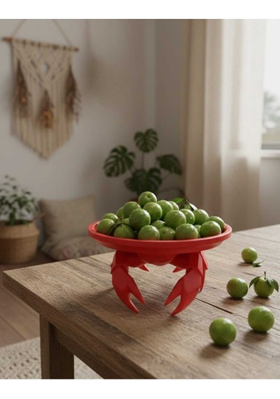 Dekoratif Yengeç Figürü Kırmızı Pratik Ev Gereçleri Sunum Tabak 16 X 16 Cm