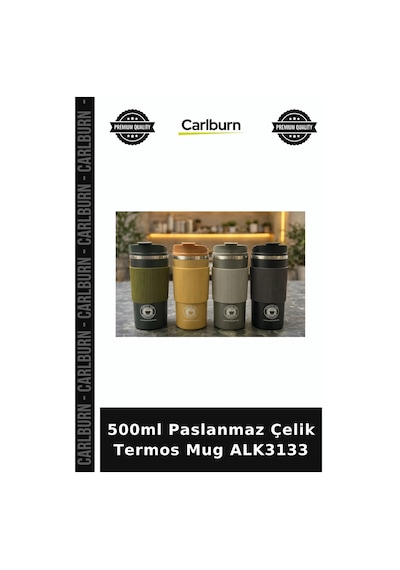 Özel Üretim İçecek 500ml Paslanmaz Çelik Termos Mug - Sızdırmaz Kapaklı Çift Katmanlı Termos Alk3133 Çok Renkli