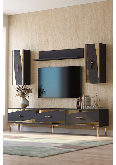 Tvr1813ag Elips Tv Ünitesi Takımı Antrasit-gold 180cm Antrasit - Altın