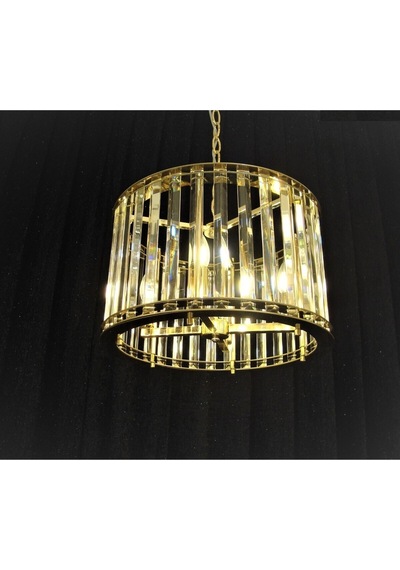 Beliz Gold Şeffaf Kristal 25lik Daire Salon Avize Altın