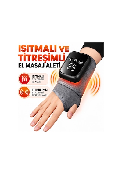Valkyrie Isıtmalı Titreşimli Bilek Masaj Aleti 2000 Mah Şarjlı 3 Isı 3 Titreşim Kademeli Gri