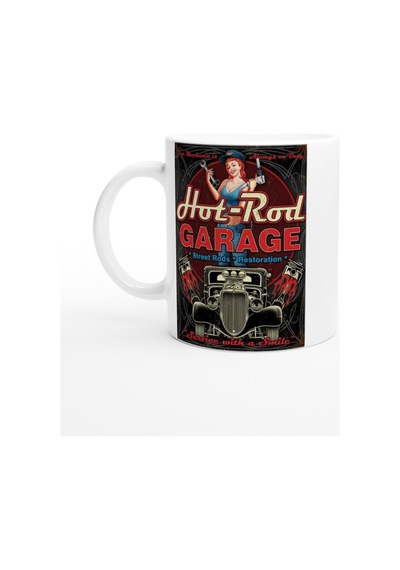Hot-rod Mekanik Temalı Retro Kupa Bardak Renkli