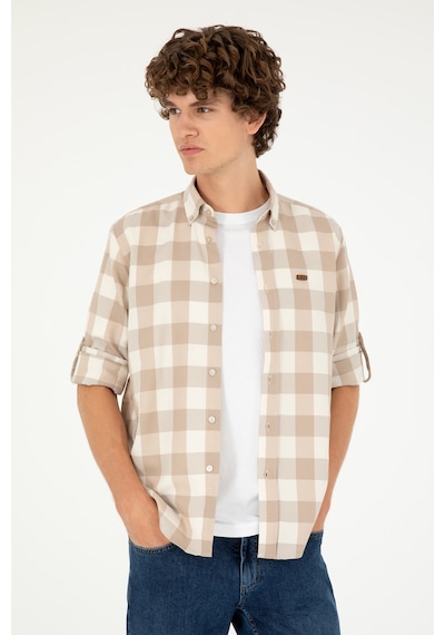 U.s. Polo Assn. Erkek Taş Gömlek Desenli 50288856-vr049 Taş