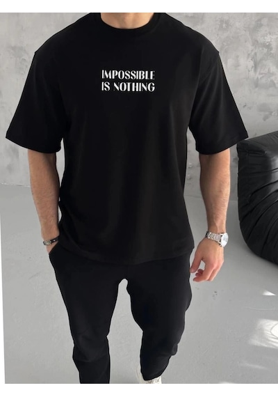 Freedom Storee Erkek Tişört Bisiklet Yaka Baskılı Oversize Kısa Kol T-shirt - Siyah Çok Renkli