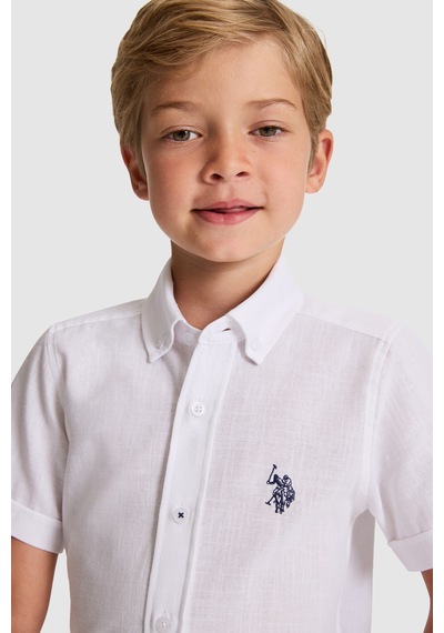 U.S. Polo Assn. U.s. Polo Assn. Erkek Çocuk Beyaz Gömlek Kısa Kollu 50326122-vr013