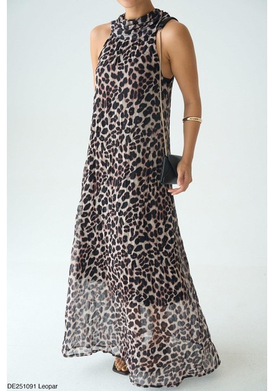 Butik Belvita Leopar Desen Elbise Siyah