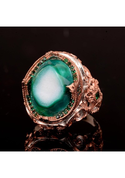 Gerçek Kristal Drusy Kuvars Taş Yüzük, 925 Ayar Gümüş Erkek Yüzük Gümüş