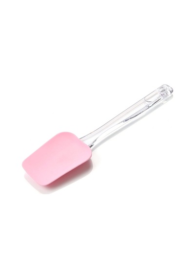 2 Li Plastik Saplı Silikon Kaşık - Spatula Seti Pembe Pembe