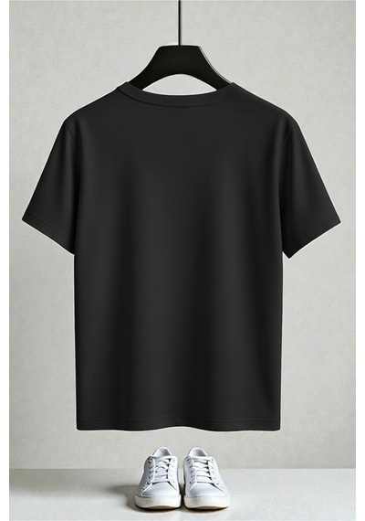 Uyguntarz Unisex Leopar Desenli Kurdeleler Baskılı Tasarım Tshirt Siyah
