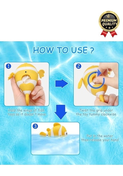 Özel Üretim Banyo Arkadaşı Eğlenceli Bebek Çocuk Renkli Oyuncak Kurmalı Yüzen Hareketli Banyo Balığı