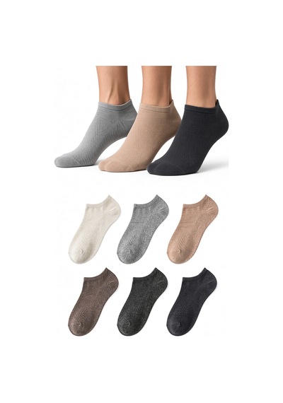Lykos Erkek Görünmez Sneaker Çorap 6'lı Paket - Pamuklu Kaymaz Topuklu Çorap Çok Renkli