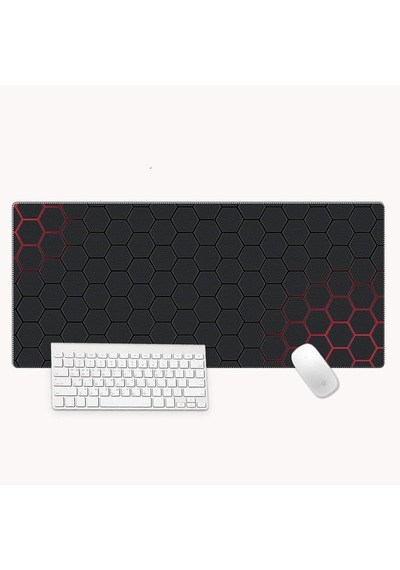 Lexroo Kaymaz Kırmızı Petek Desenli Oyuncu Gaming Mouse Pad 40x90cm Standart