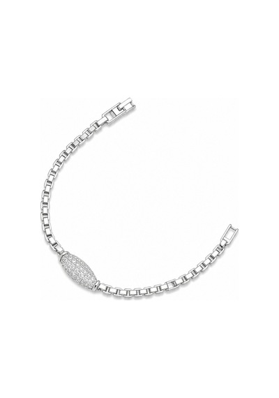 Balenbi Jewelry Gümüş Renk Oval Zirkon Taş Detaylı Paslanmaz Çelik Kadın Bileklik 1201