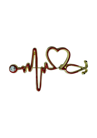 Kalp Ve Ekg Desenli Stetoskop Broş Çok Renkli 05997519