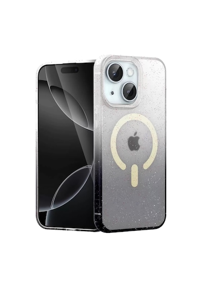 Newface Apple iPhone Uyumlu 14 Pummel Shiny Magsafe Kapak - Siyah Şeffaf Diğer