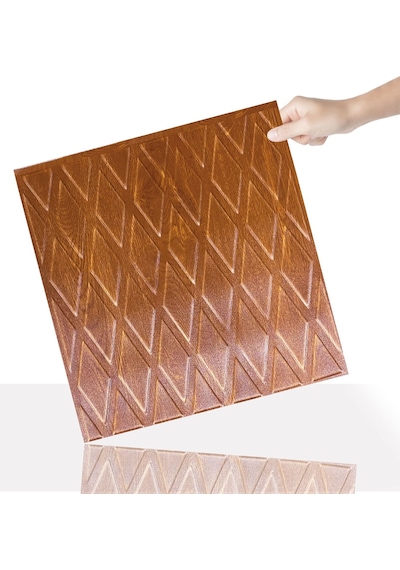 3 Boyutlu Duvar Paneli Kabartmalı Baklava Desen Pvc 41x41 Cm/ 6 Adet /1 M² Altın Meşe