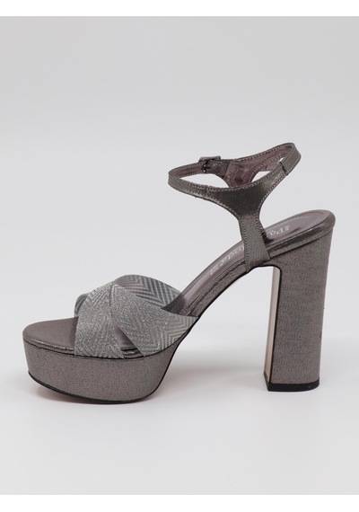 Nesilshoes Nesil Shoes Carel 2057 Platin Simli Platform Kadın Sandalet