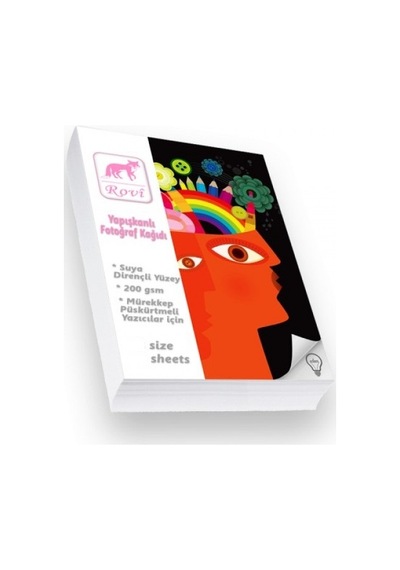 Epson-Canon-Hp-Brother Yapışkanlı Sticker Fotoğraf Kağıdı Parlak 50 Adet A4